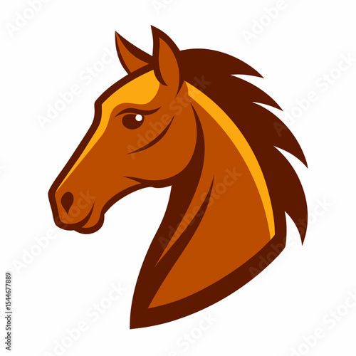 Brown horse head profile logo design
