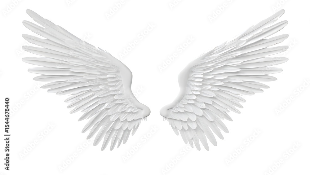 Fototapeta premium Pair of white angel wings isolated on white background