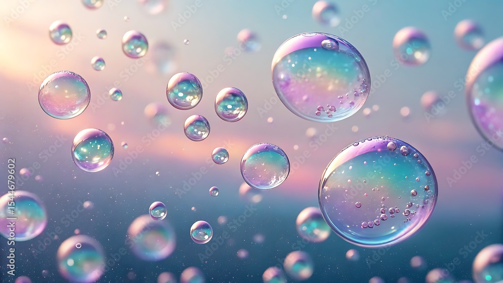 Enchanted Bubbles Floating in a Dreamlike Sky Pastel Colors and Iridescent Reflections Enchanted Bubbles Floating in a Dreamlike Sky Pastel Colors and Iridescent Reflections