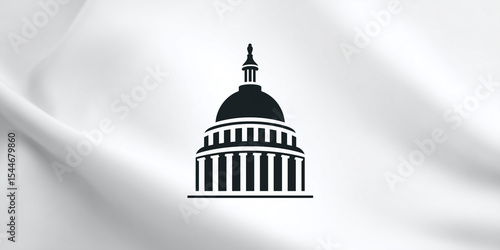 Capitol building icon washington d.C. Digital art clean background minimalist style government concept