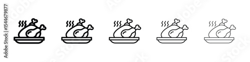 Baked turkey icon filled flat sign concept for web design.