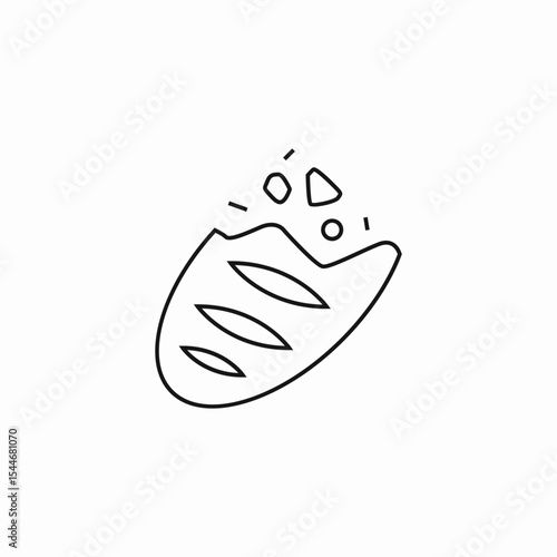 bread loaf crumbs icon sign vector