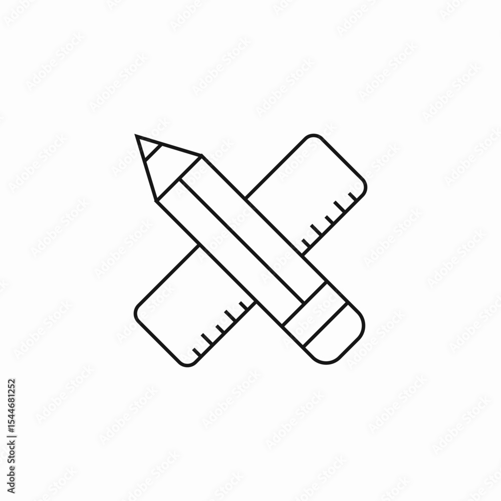 crossed pencil ruler icon sign vector crossed pencil ruler icon sign vector