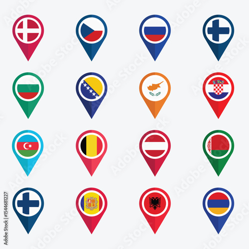 Free Download Set of Various Flags with Location Icons - GFXLoad
