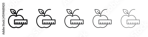 Apple and measuring tape icon filled flat sign concept for web design.