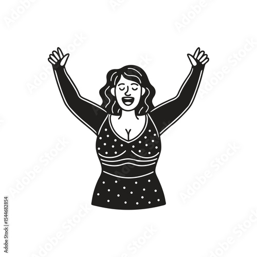Joyful Woman Singing  Celebrating Life's Melodies with Open Arms