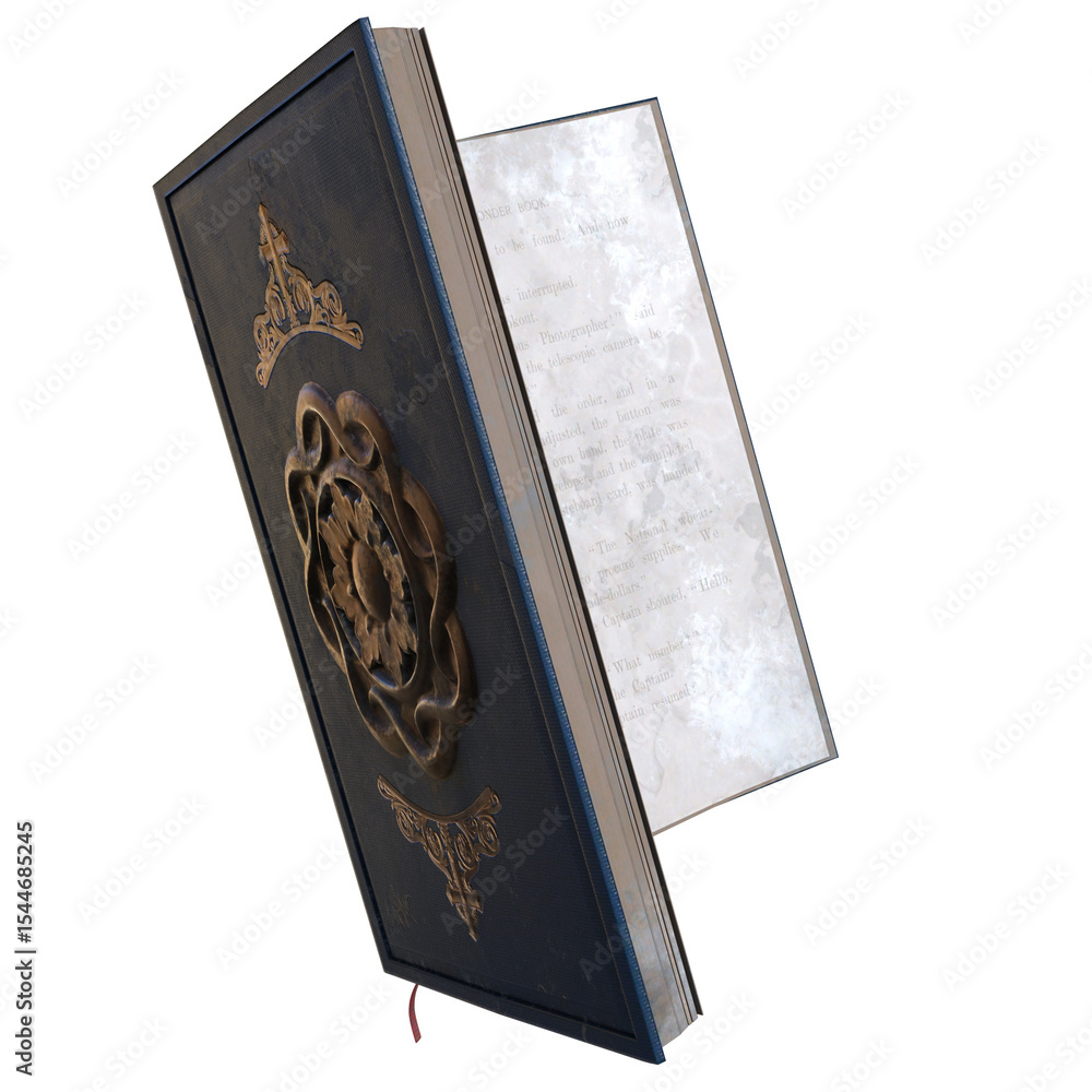 Fototapeta premium 3D rendered leather fantasy grimoire isolated on transparent background