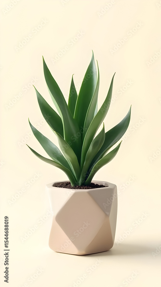 Minimalist plant in pot provides a touch of green to a contemporary setting Minimalist plant in pot provides a touch of green to a contemporary setting