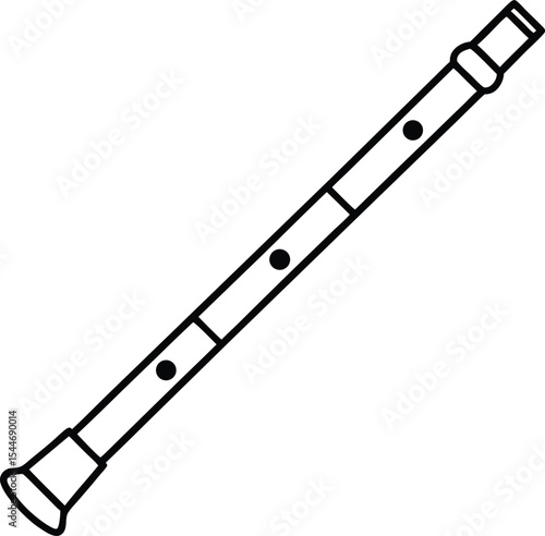 Detailed Indian bamboo flute bansuri in clean line format
