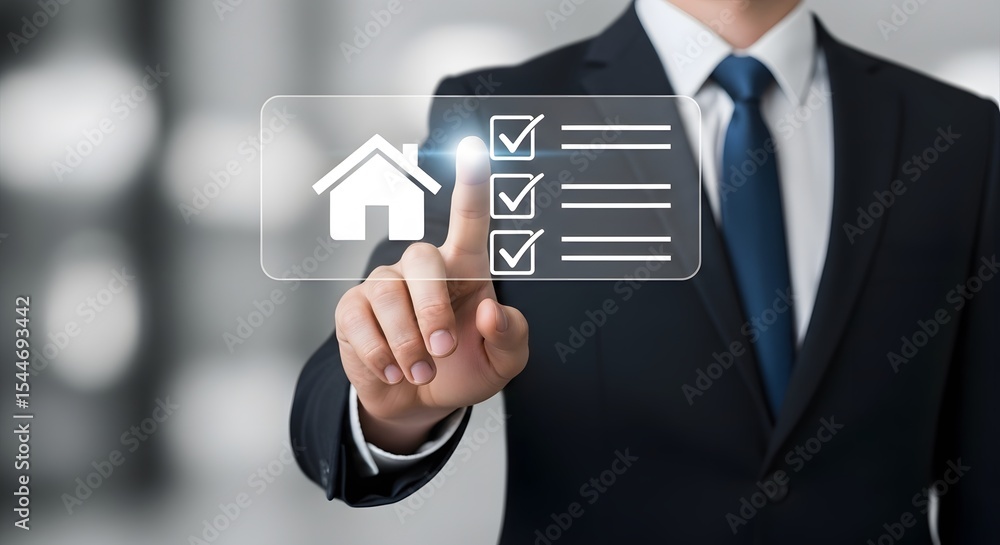 Real Estate Professional Using Digital Checklist for Home Buying Process Real Estate Professional Using Digital Checklist for Home Buying Process