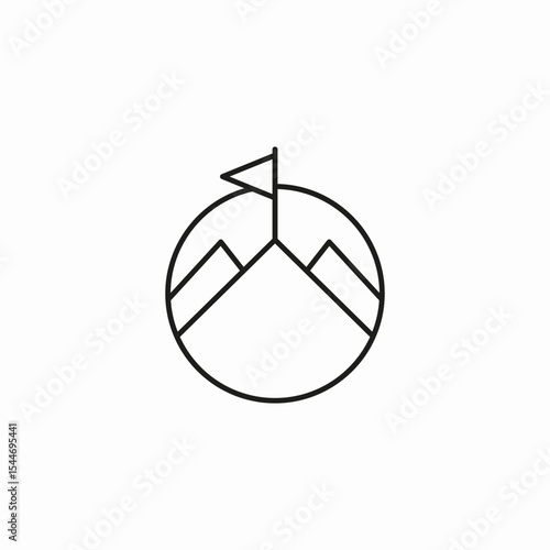 mountain peak flag icon sign vector