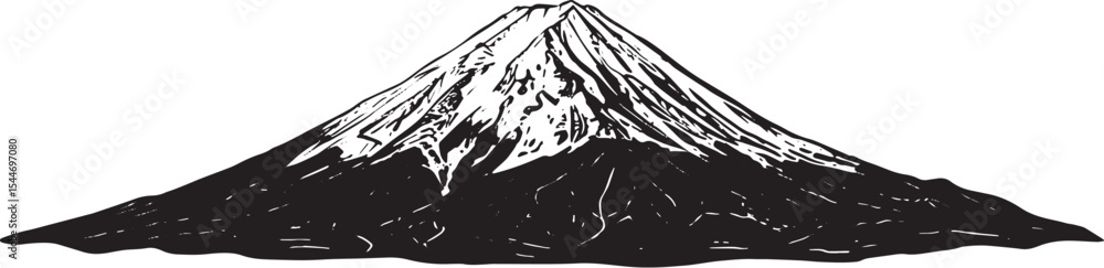 Fototapeta premium Black and White Illustration of Mount Fuji in Japan: A Minimalis