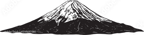 Black and White Illustration of Mount Fuji in Japan: A Minimalis