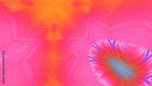 Abstract Radiant Burst with Soft Grain Texture, Symmetrical Glow Pattern in Psychedelic Style, Radiating Circular Abstract with Subtle Noise, Kaleidoscopic Starburst with Gradient Flow