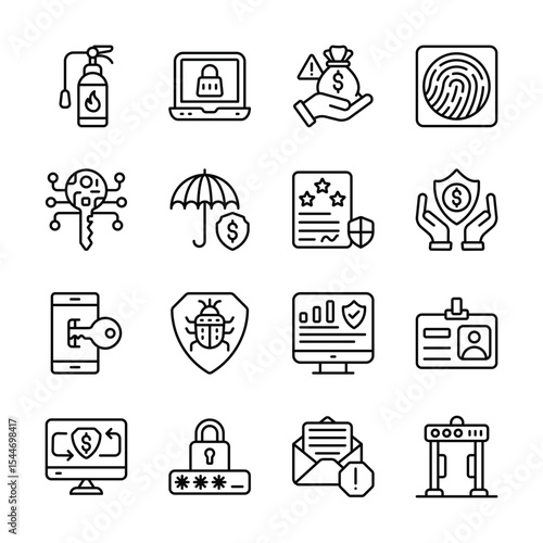 Here is a customizable pack of smart protection outline icons