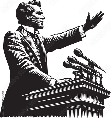 Eloquent oration: A captivating public speaker delivering a pass