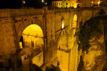 Canvas schilderij Ronda Puente Nuevo Puente Nuevo Ronda in de nacht  © Travel