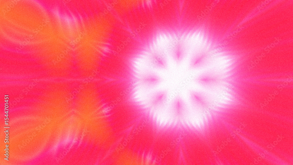 Obraz premium Abstract Radiant Burst with Soft Grain Texture, Symmetrical Glow Pattern in Psychedelic Style, Radiating Circular Abstract with Subtle Noise, Kaleidoscopic Starburst with Gradient Flow