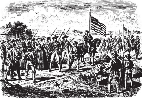 Historical Depiction of a Revolutionary War Scene Featuring Sold