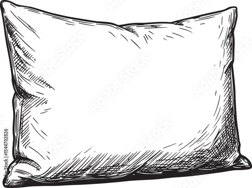 Hand-drawn pillow illustration in black and white for comfort an