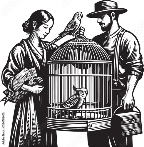 A couple's tender rescue and care for a pair of parrots in woodc