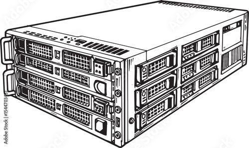 Illustration of a Data Server Rack for Network Infrastructure an