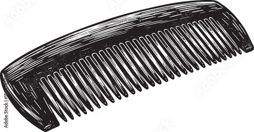 Detailed Monochrome Illustration of a Hair Comb in a Realistic A