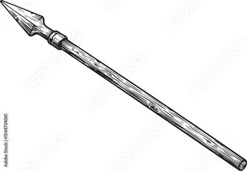 Hand-drawn vintage spear illustration isolated on white backgrou