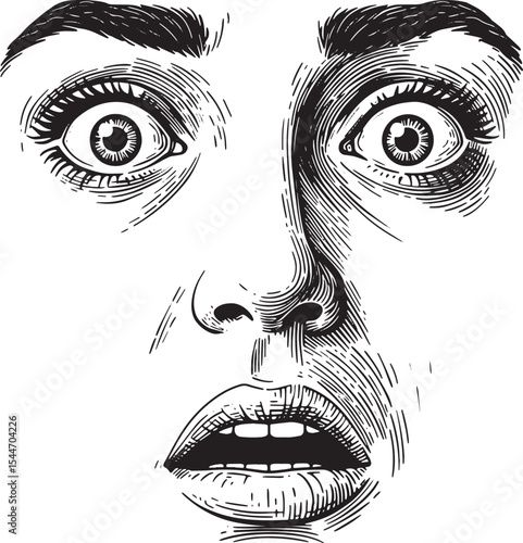 Vintage illustration of a shocked or surprised face with open mo