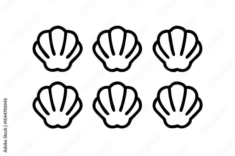 Fototapeta premium Shell icon set, line art and outline vector icon