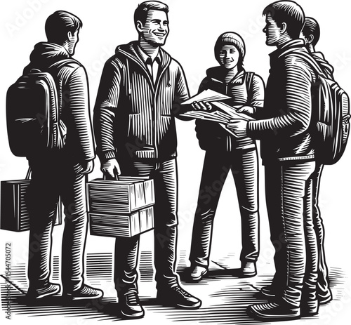 Spreading information: a man distributes pamphlets with a smile