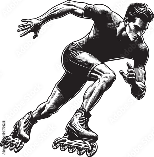 Dynamic Inline Skating Athlete: Energetic Motion Captured in Mon