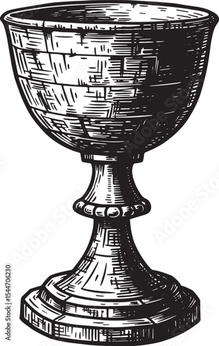 Detailed illustration of a vintage goblet, perfect for various d