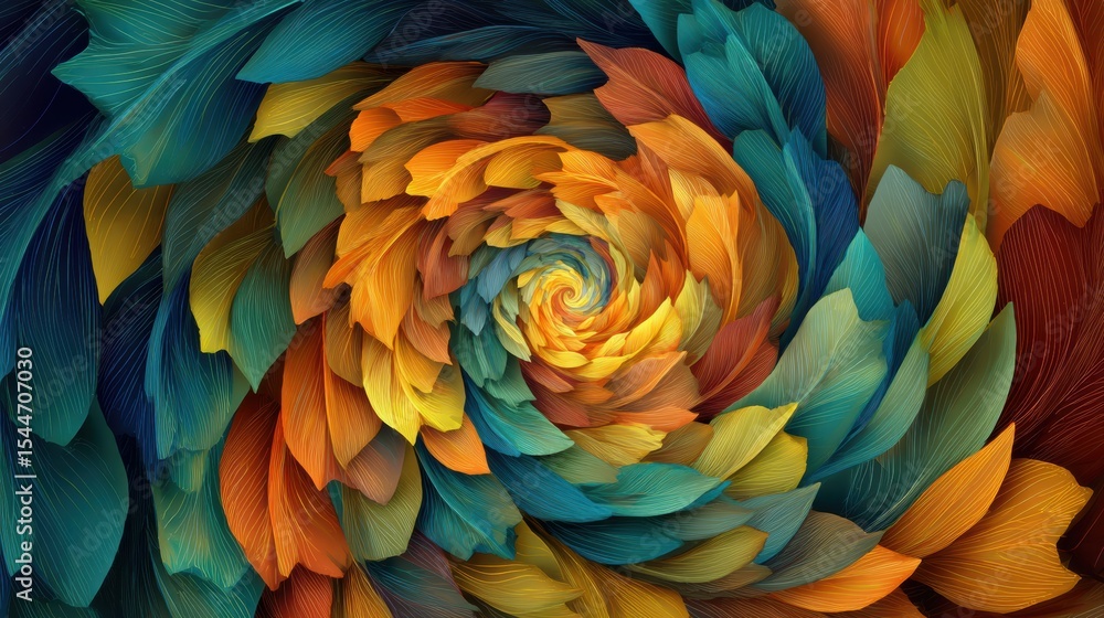 Spiraling Autumn Ribbon Design in Vibrant Colors Evokes Awareness and Tranquility in an Abstract Artwork Spiraling Autumn Ribbon Design in Vibrant Colors Evokes Awareness and Tranquility in an Abstract Artwork