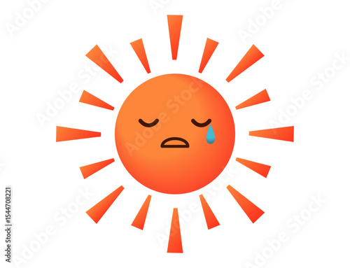 悲しんで涙を流す太陽