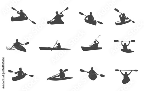 Kayaking svg, Kayak silhouettes, Canoe silhouette, Kayaking silhouette, Kayak svg, Kayak vector, Kayak clipart.