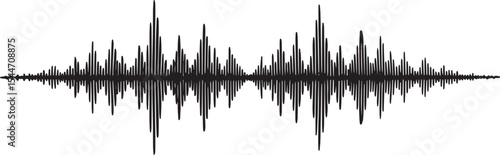 Digital Sound Wave Illustration: Black and White Audio Frequency