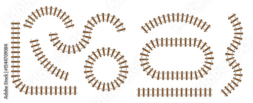 Railway Pattern. Vector Railroad Path and Track Design PNG