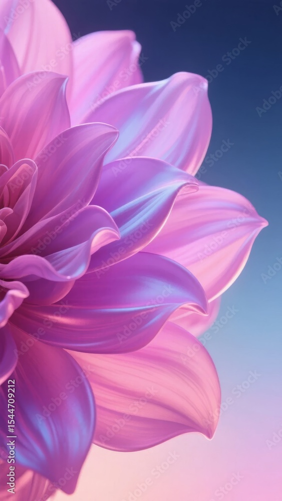 Fototapeta premium Vibrant Pink Dahlia with Gradient Background