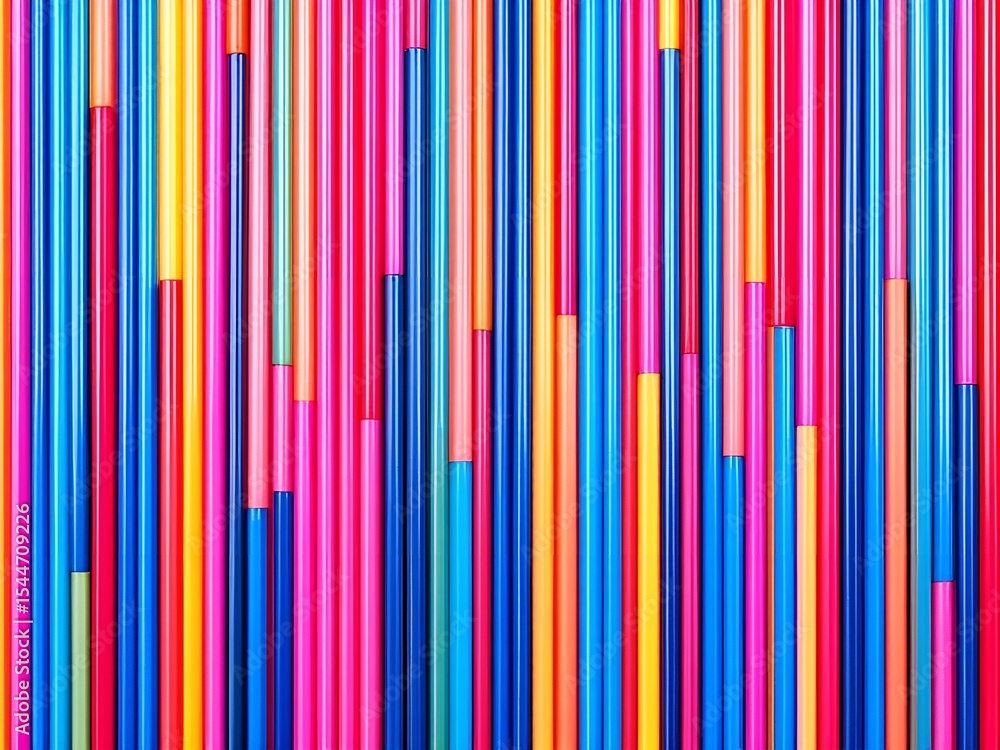 Colorful Straws in Vertical Arrangement Colorful Straws in Vertical Arrangement
