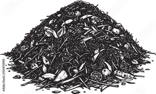 Detailed illustration of a pile of composted material, ideal for