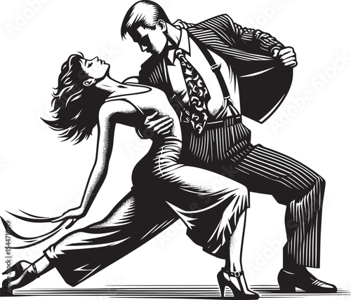 Dynamic elegance: A couple intertwined in a passionate dance woo
