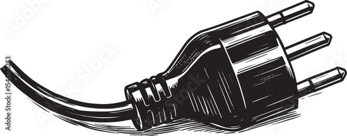 Illustration of a Three-Pronged Electrical Plug Isolated on a Wh