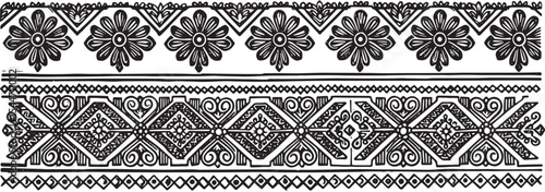 Intricate Black and White Ornamental Pattern Design Element for