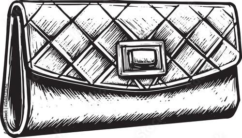 Elegant Quilted Handbag Illustration: A Stylish Accessory in Bla