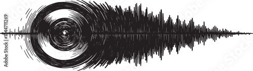 Abstract depiction of a sound wave or seismic activity in black