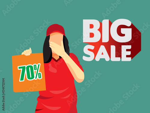 Illustrtion promotion big sale and special discount people anouncment flat design and creative vector design marketing
