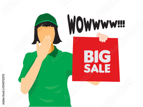 Illustrtion promotion big sale and special discount people anouncment flat design and creative vector design marketing