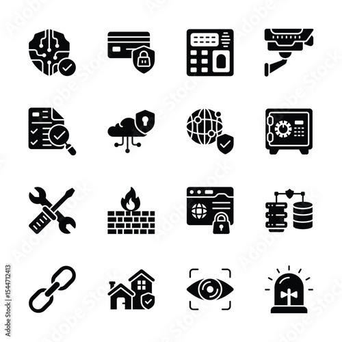 Get this handy collection of smart security glyph icons, easy to edit