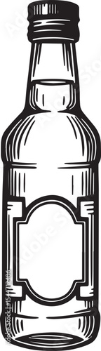 Vintage style illustration of a bottle of liquor with a blank la
